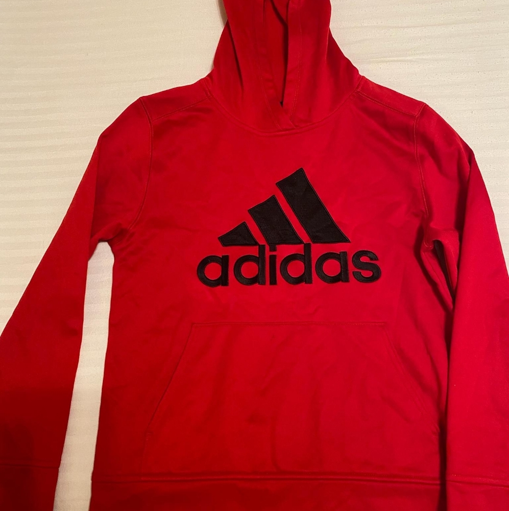 Adidas red nylon hoodie
